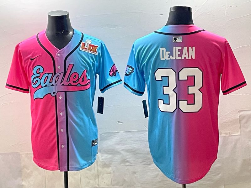 Men 2025 Philadelphia Eagles 33 Dejean Blue pink Nike Limited NFL Jersey style 06